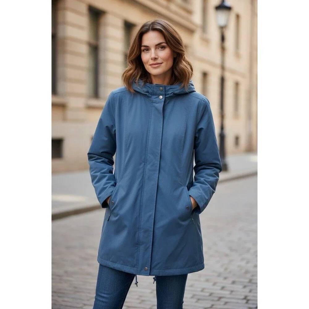 J. Jill Women’s Slate Blue Anorak Jacket Size XL Drawstring Casual Utility